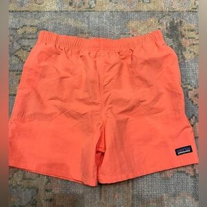 New Patagonia 5” coral orange baggies shorts (or swim trunks), size youth XXL